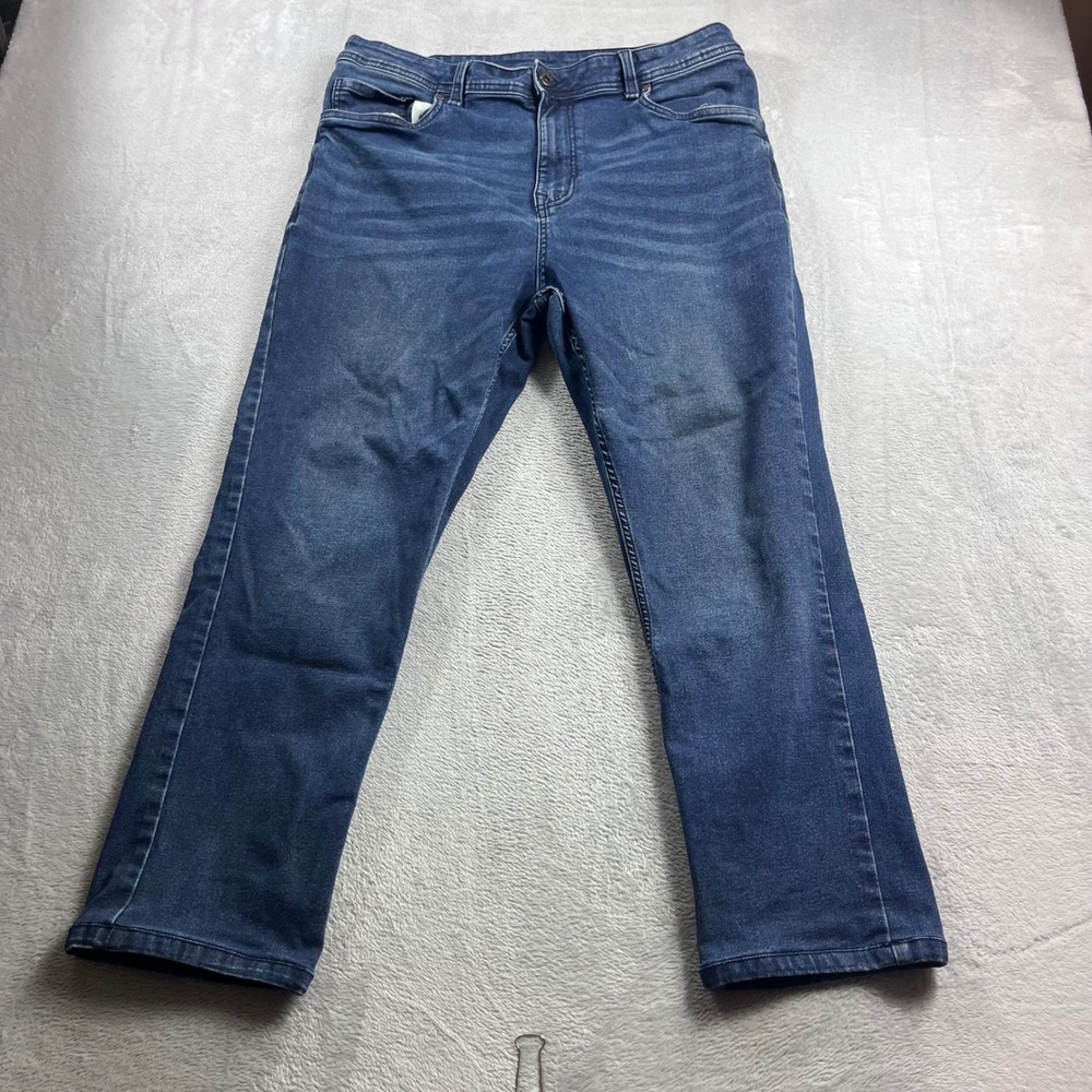 The Perfect Jean NYC Slim Thick Blue Denim Jeans Men 38x32 Stretch Slim Straight
